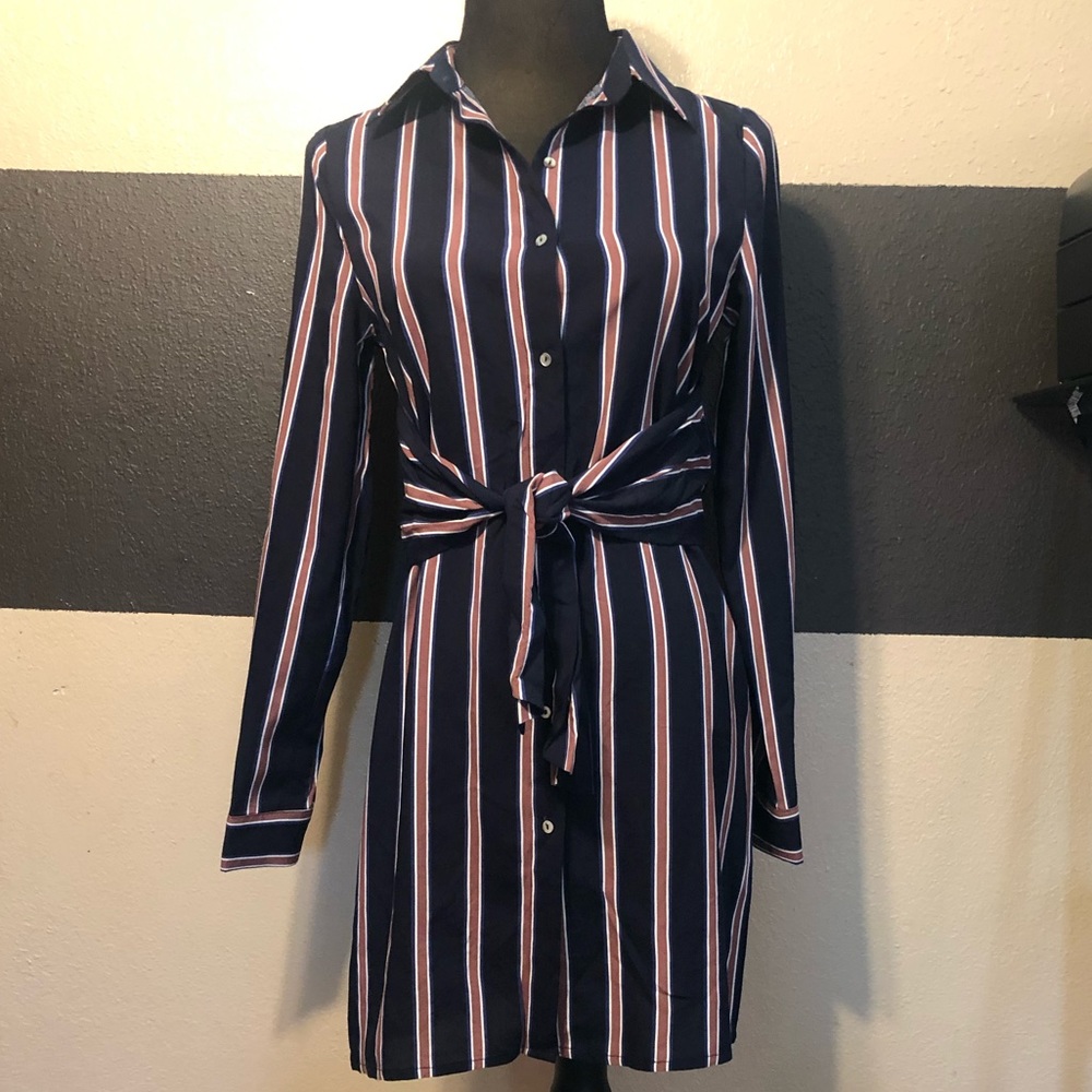 Own Amusement Striped Shirt Dress - Picture 4 of 5